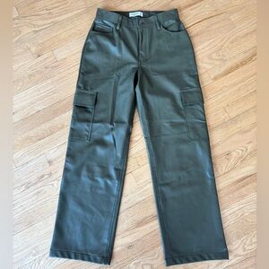 Abercrombie & Fitch Olive Faux Leather Cargo Pants